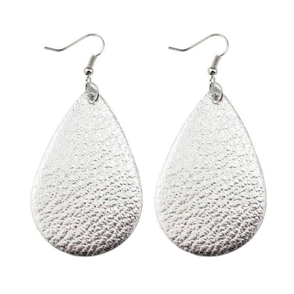 Silver Shiny Tear Drop Earrings not double sided